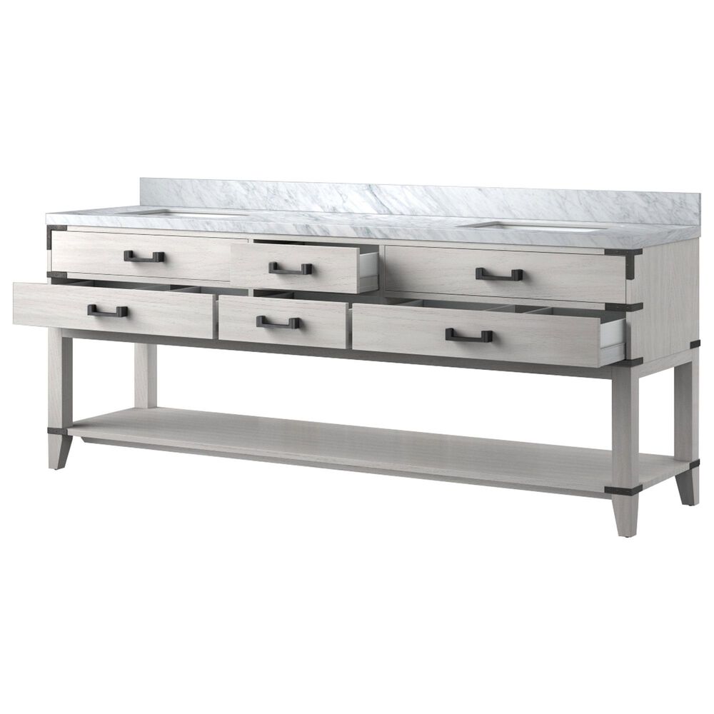 Lexora Home Norwalk 84&quot; Double Bathroom Vanity in White Oak with White Carrara Marble Top  and Rectangle Sink, , large