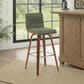 Armen Living Vienna Swivel Bar Height Stool with Vintage Green Upholstery in Walnut, , large