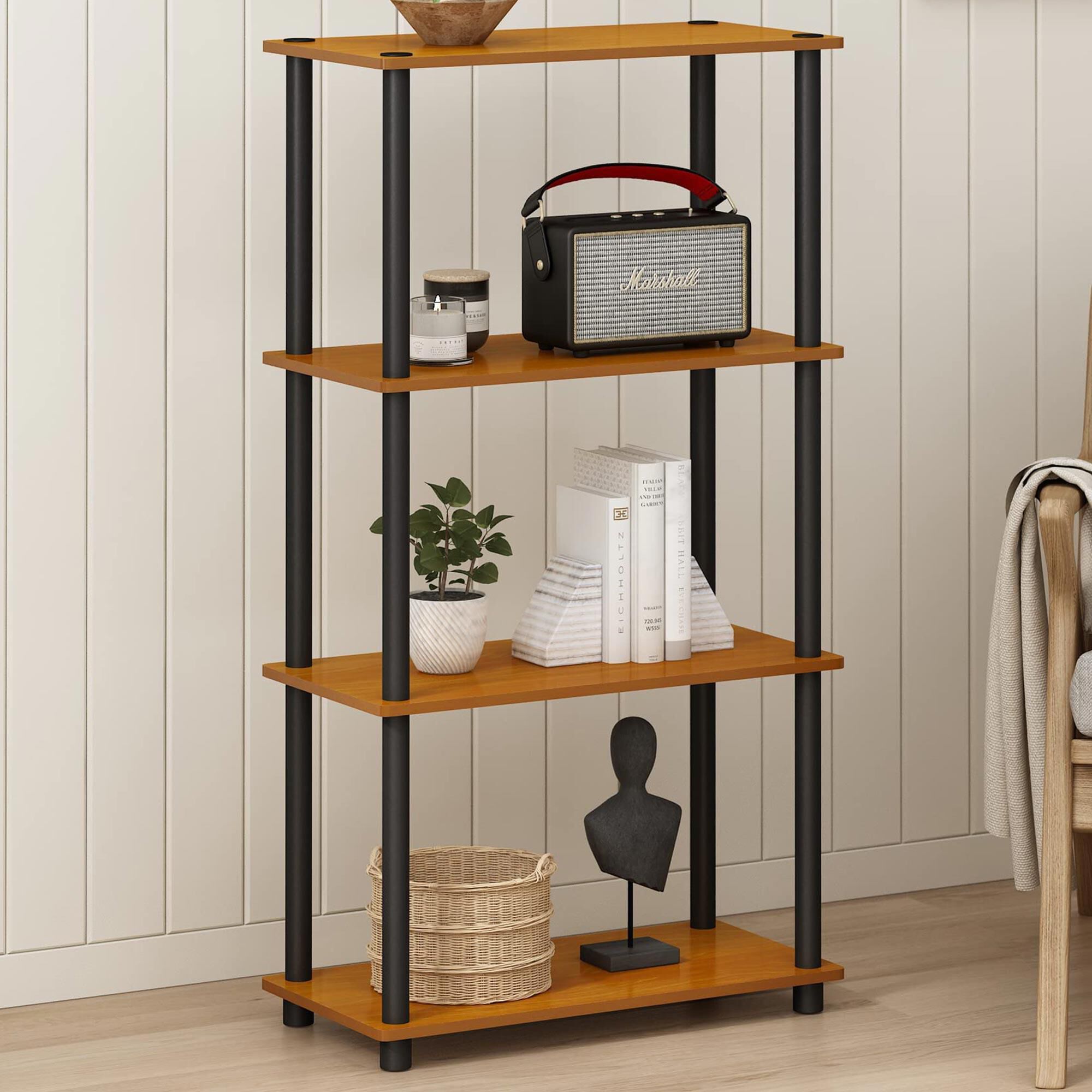 HOMLUX Turn-N-Tube 4-Tier Multipurpose Shelf Display Rack in Light