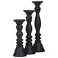 Maple and Jade 12", 15", 18" Turned Style Pillar Decorative Candle Holder in Black (Set of 3), , large