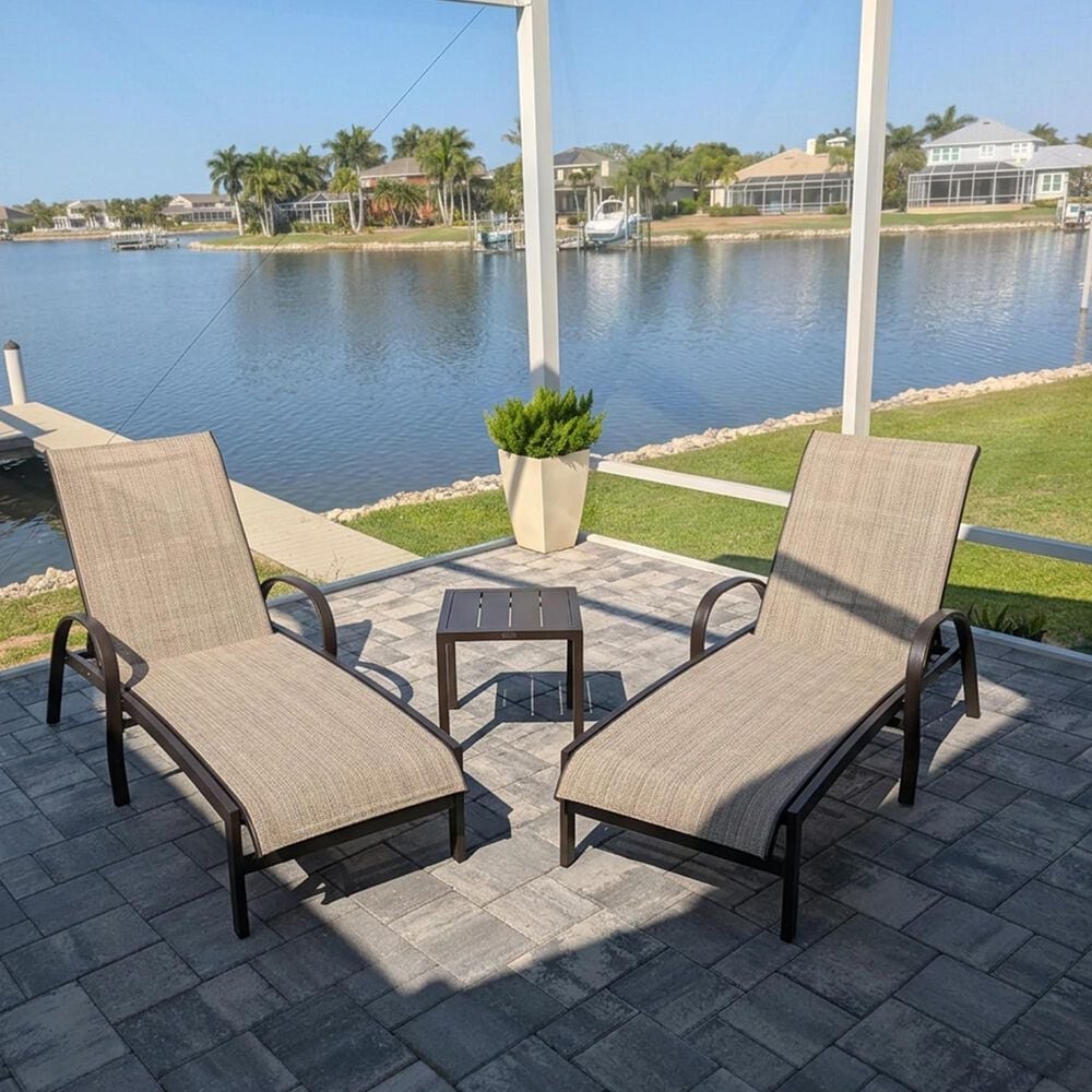 HOMLUX 3-Piece Patio Chaise Lounge Set in Khaki, , large