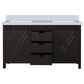 Lexora Home Marsyas 60" Double Bathroom Vanity in Brown with White Quartz Top and Rectangular Sinks, , large
