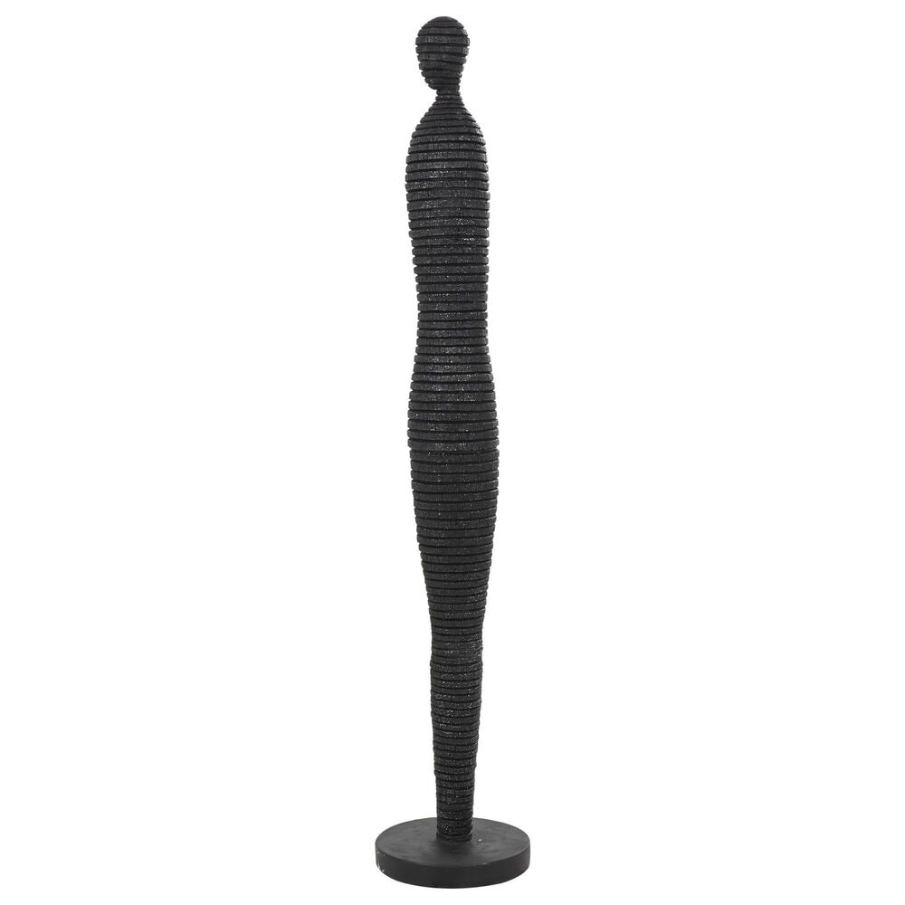 Maple and Jade 43" Tall Slim Figure People Decorative Sculpture in Textured Black, , large