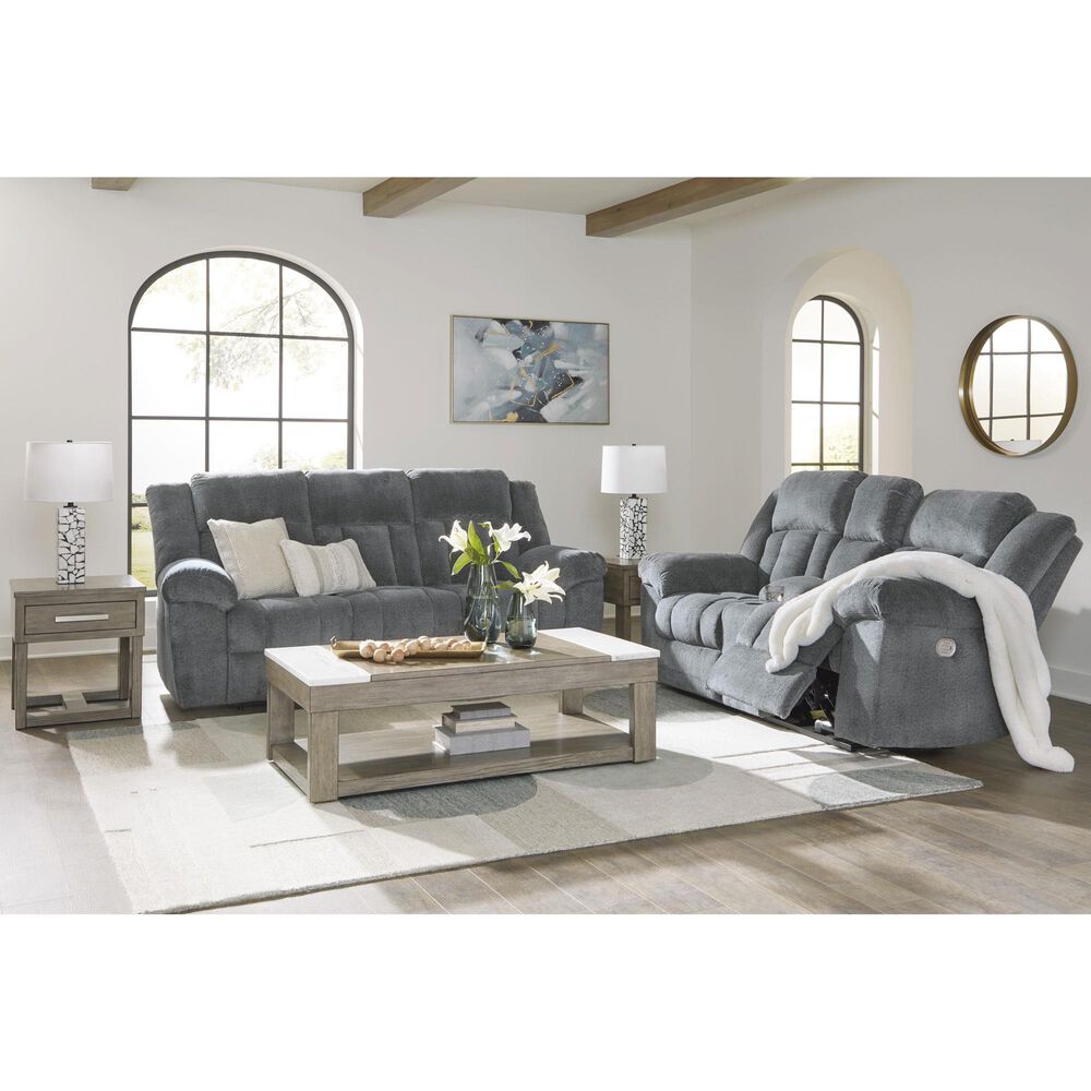 Ashley Tip-Off Power Reclining Loveseat in Slate, , large