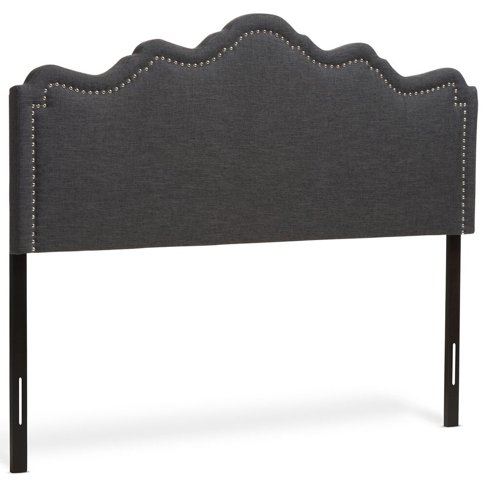 Baxton Studio Nadeen Full Upholstered Headboard in Dark Grey, , large