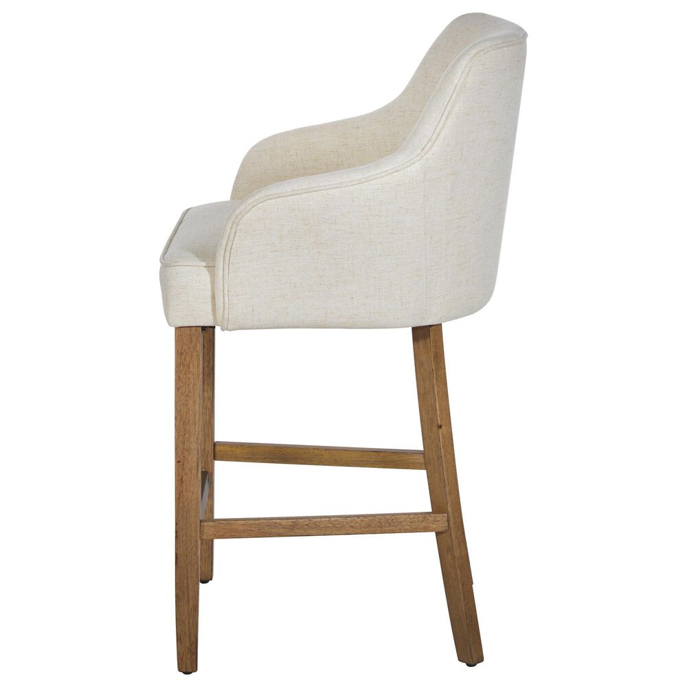 Valor Living Paloma 26" Counter Stool with Linen Upholstery in Medium Oak, , large