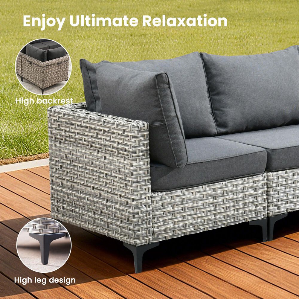HOMLUX 9-Piece Patio Conversation Set in Black, , large