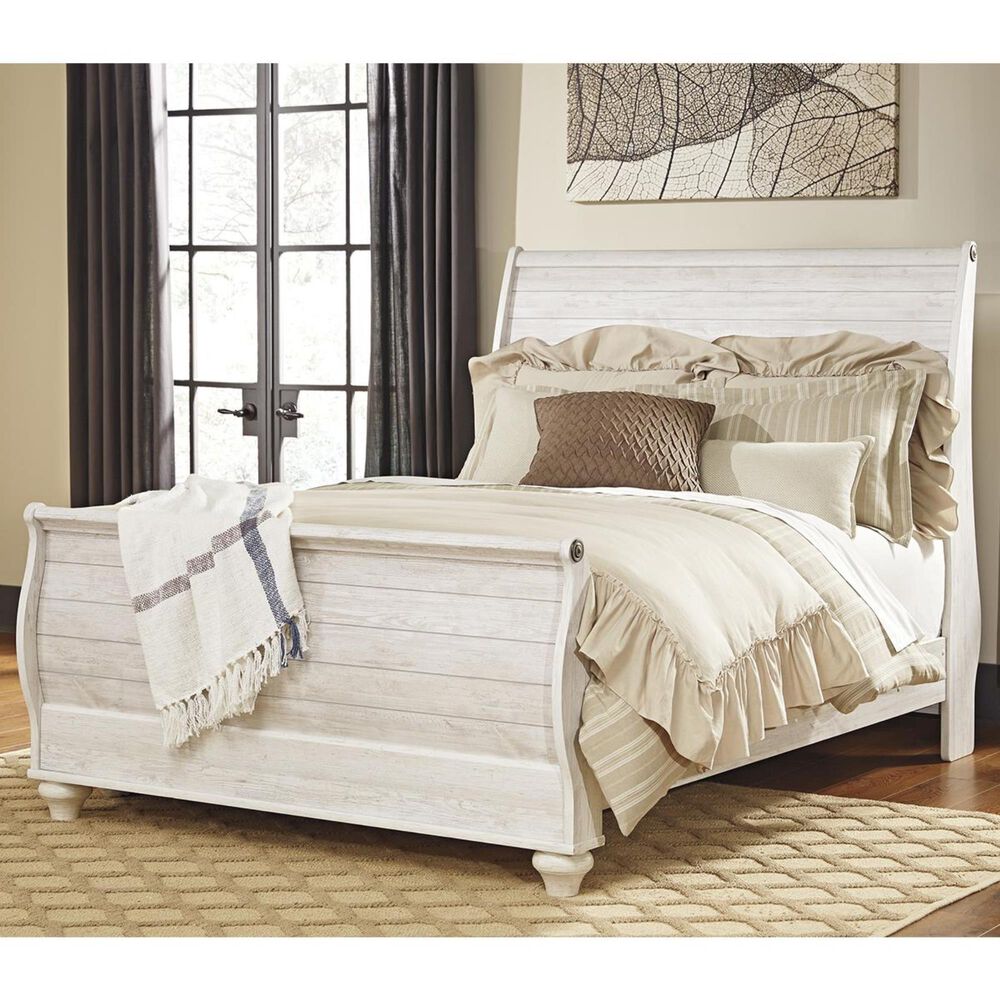Ashley Willowton Queen Sleigh Bed in Whitewash, , large