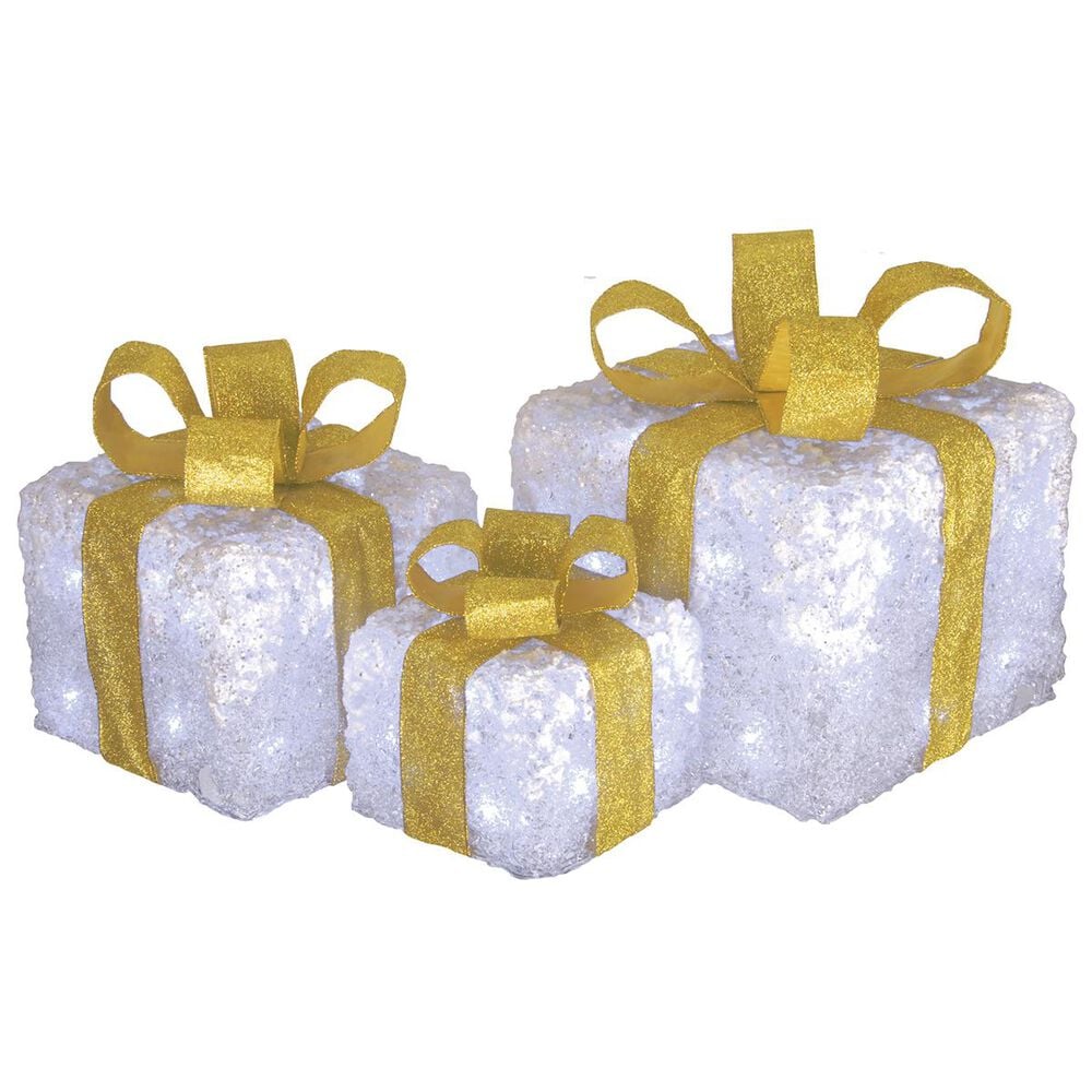 National Tree Glittered White Gift Box Set with Cool White LED Twinkle Lights, , large