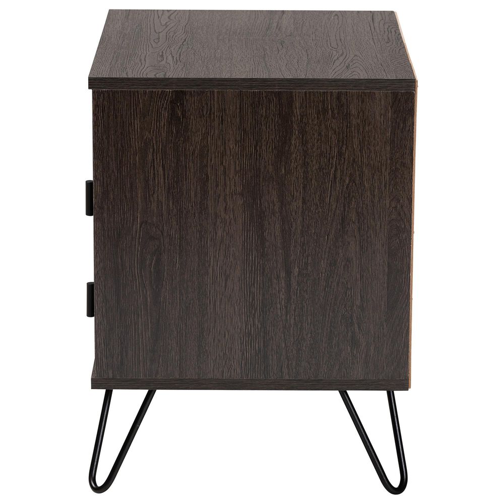 Baxton Studio Glover 2-Drawer Nightstand in Dark Brown and Black, , large