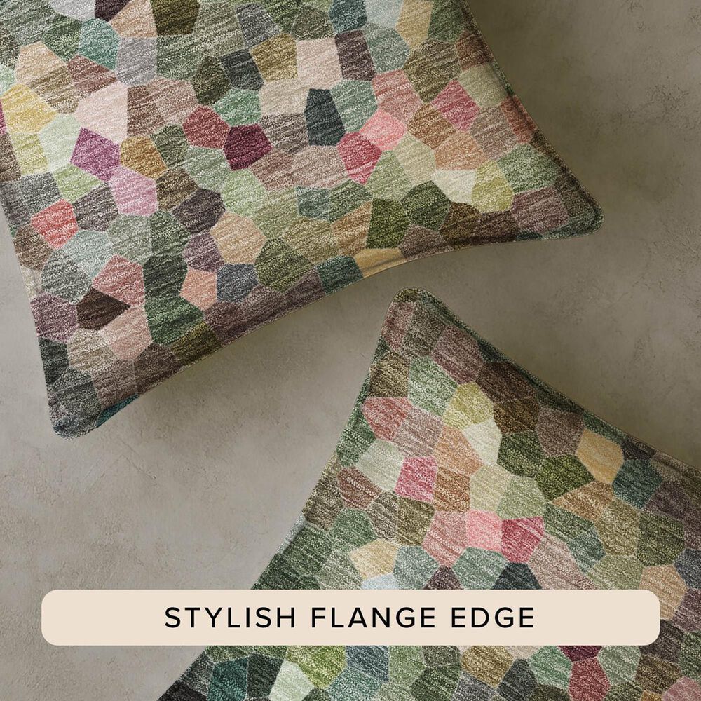 Dalyn Rug Company Kaleidoscope 22" Square Throw Pillow in Cactus, Olive, Plum, Pink, Teal, Purple and Brown, , large