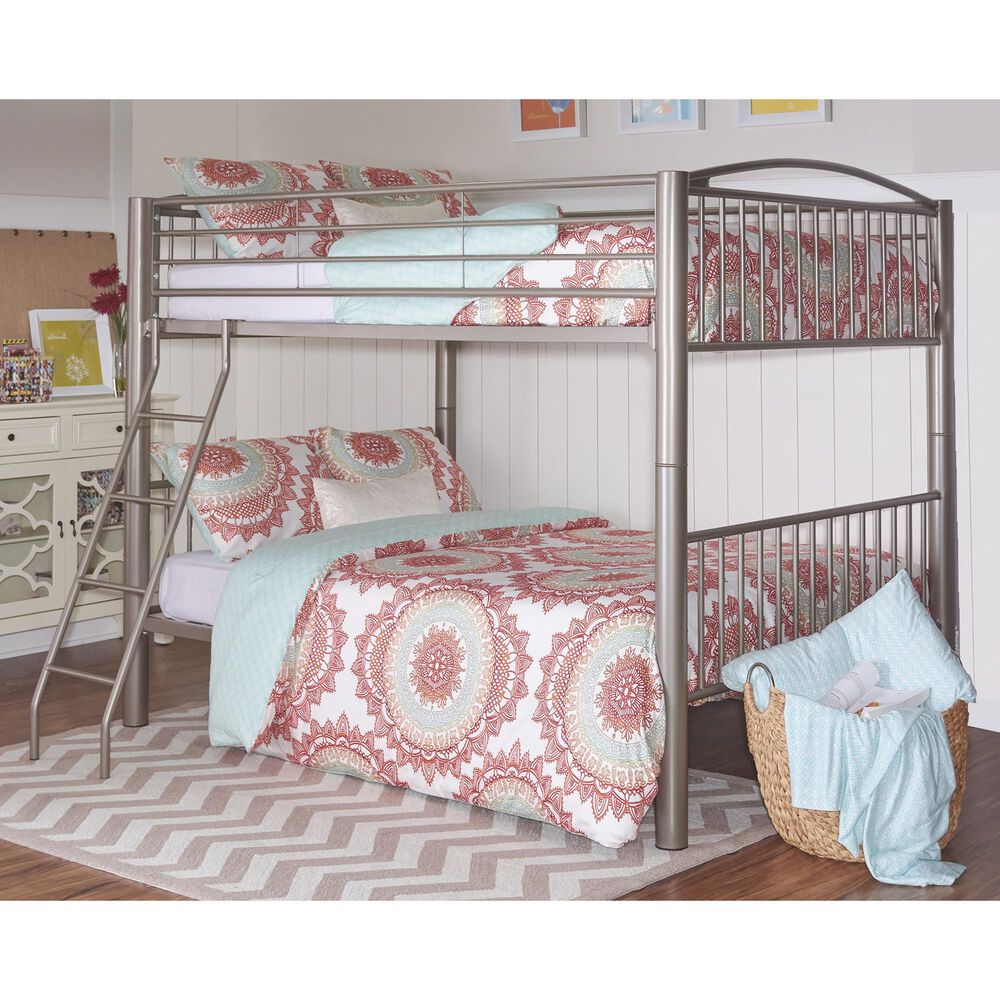 Linon Home Decor Heavy Full Over Full Bunk Bed in Pewter, , large