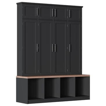 HOMLUX 4-Hook Hall Tree with 8-Door in Black and Walnut, , large
