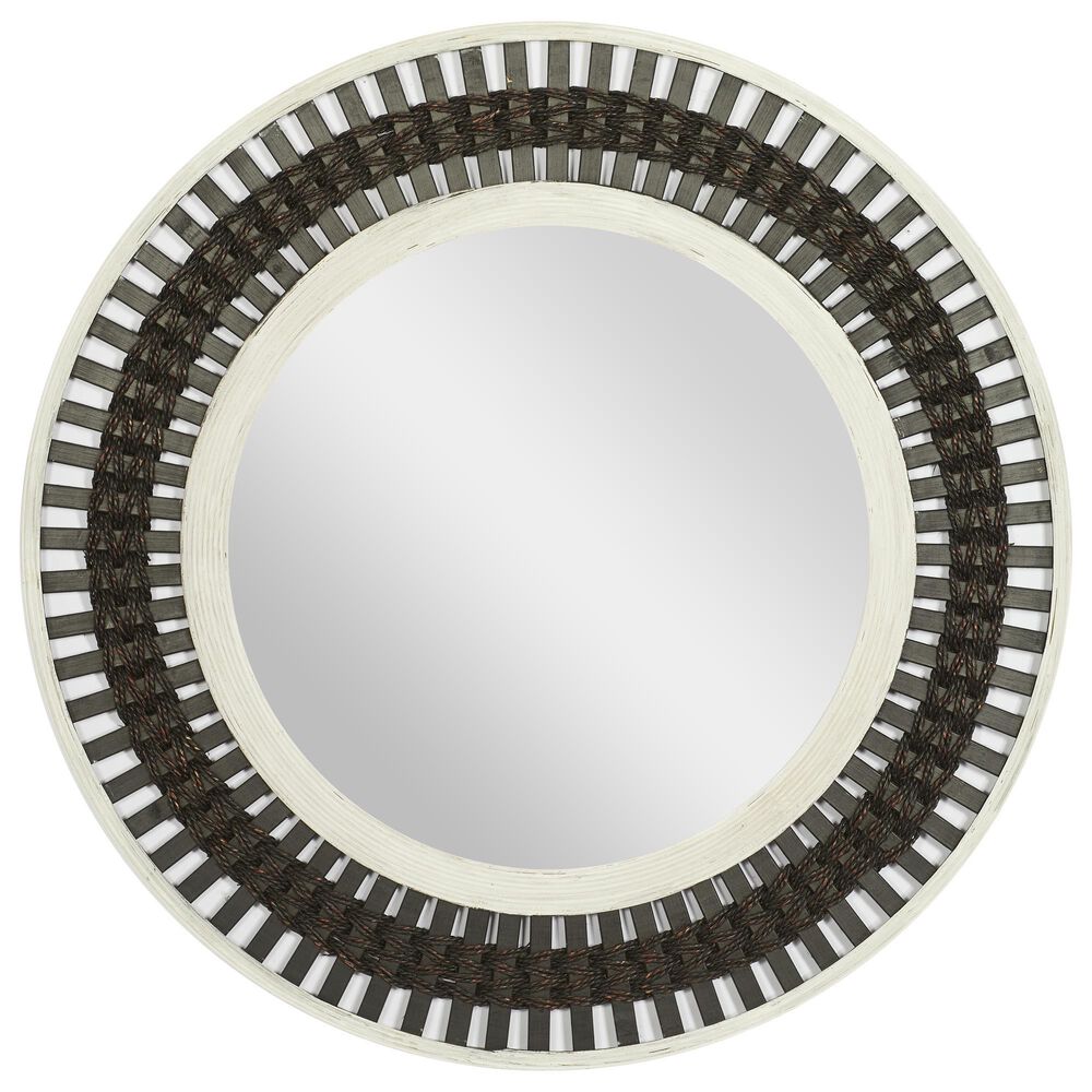 Maple and Jade 36&quot; Round Wall Mirror in Black, White and Red, , large