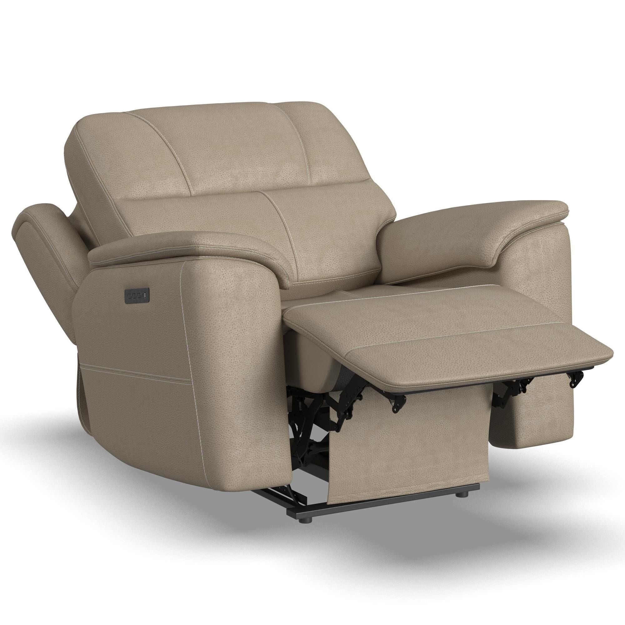 Flexsteel Crew Power Recliner with Power Headrest and Lumbar in