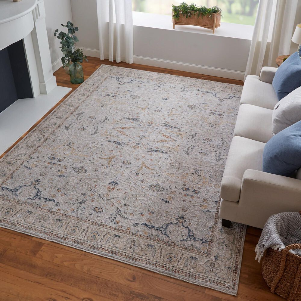 Feizy Pasha 39M4F 5&#39; x 7&#39;6&quot; Ivory and Multicolor Area Rug, , large