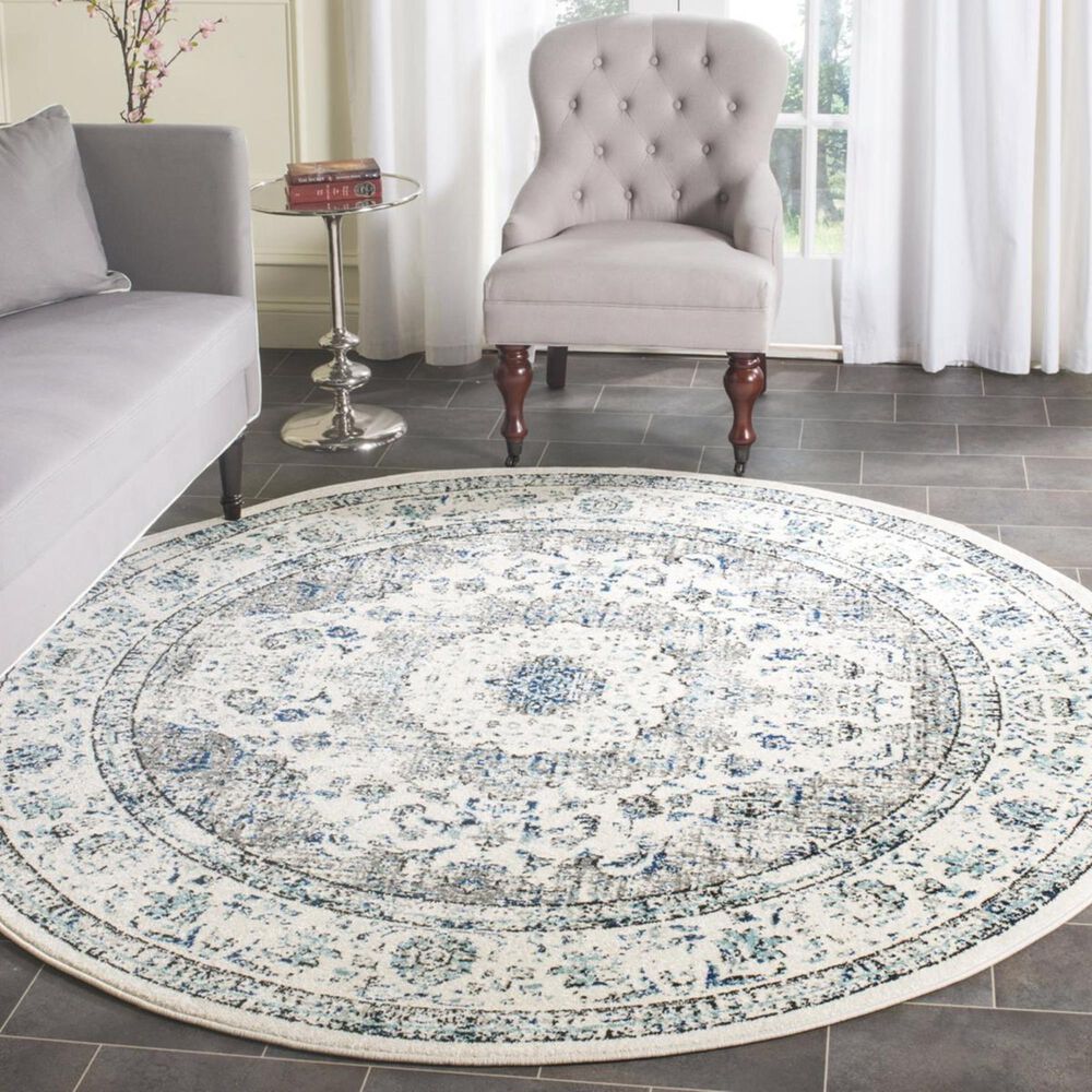 Safavieh Evoke EVK220D 4&#39; Round Grey and Ivory Area Rug, , large