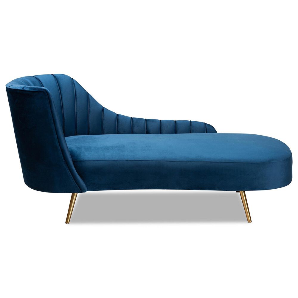Baxton Studio Kailyn Upholstered Chaise in Navy Blue Velvet, , large