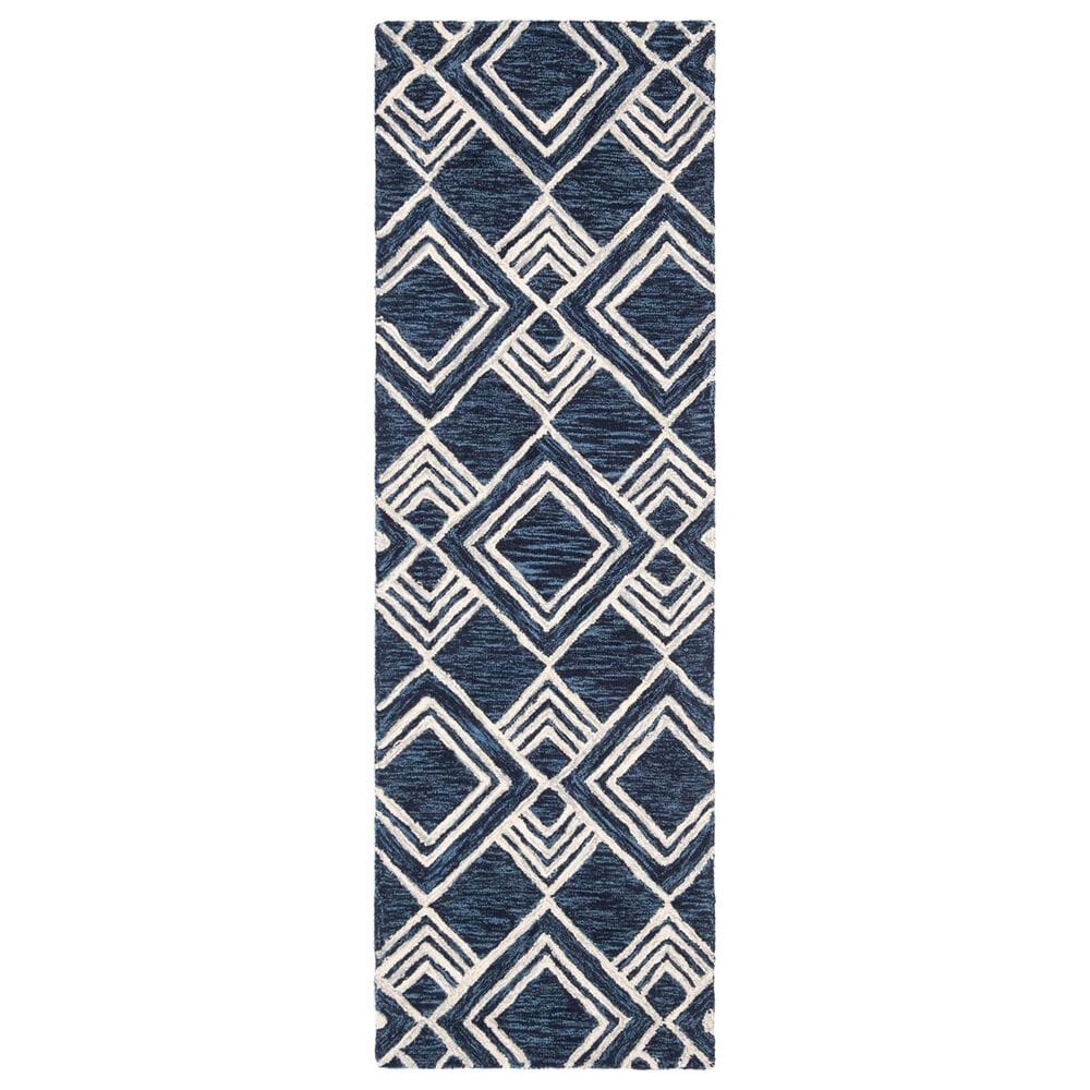 Safavieh Micro-Loop MLP154N 2"3" x 7" Navy and Ivory Runner, , large