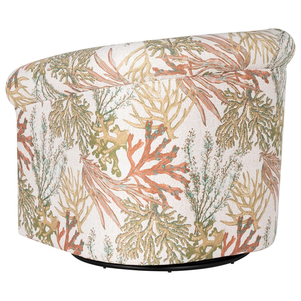 Linon Home Decor Bonnie Swivel Club Chair in Ocean Green, Orange and White, , large