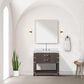 Lexora Home Norwalk 36" Single Bathroom Vanity in Brown Oak with White Quartz Top, Rectangular Sink and 34" Mirror, , large