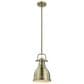 Golden Lighting Duncan 1-Light Small Pendant with Rod in Aged Brass, , large