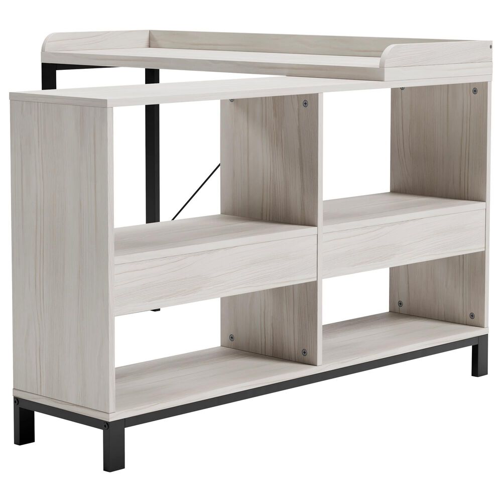 Ashley Bayflynn L-Desk in Whitewashed and Black, , large