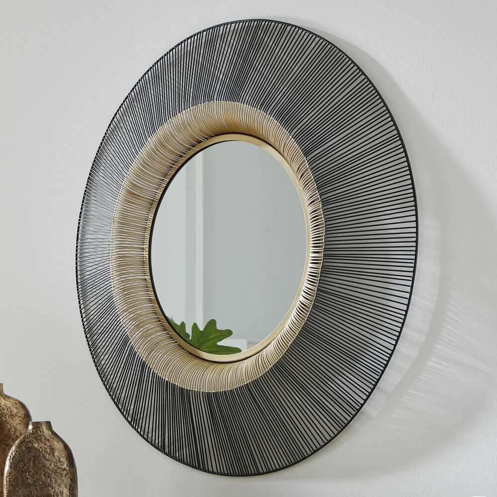 Ashley Dallmen Accent Wall Mirror in Black and Gold, , large