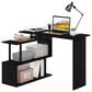 HOMLUX 3-Tier Shelves L-Shape Computer Desk in Americano and Black, , large