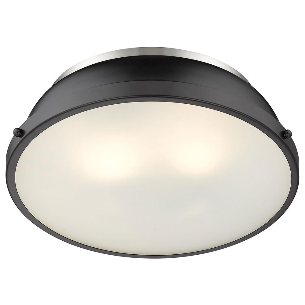 Golden Lighting Duncan 14" Flush Mount in Pewter and Matte Black, , large