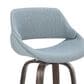 LumiSource Fabrico 30" Swivel Fixed-Height Bar Stool with Blue Noise Fabric Upholstery in Black and Glazed Walnut (Set of 2), , large