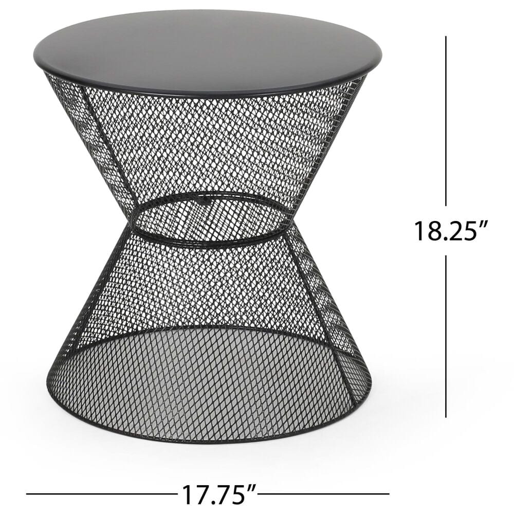 Hearth and Haven Nevada Round Patio Side Table in Matte Black, , large