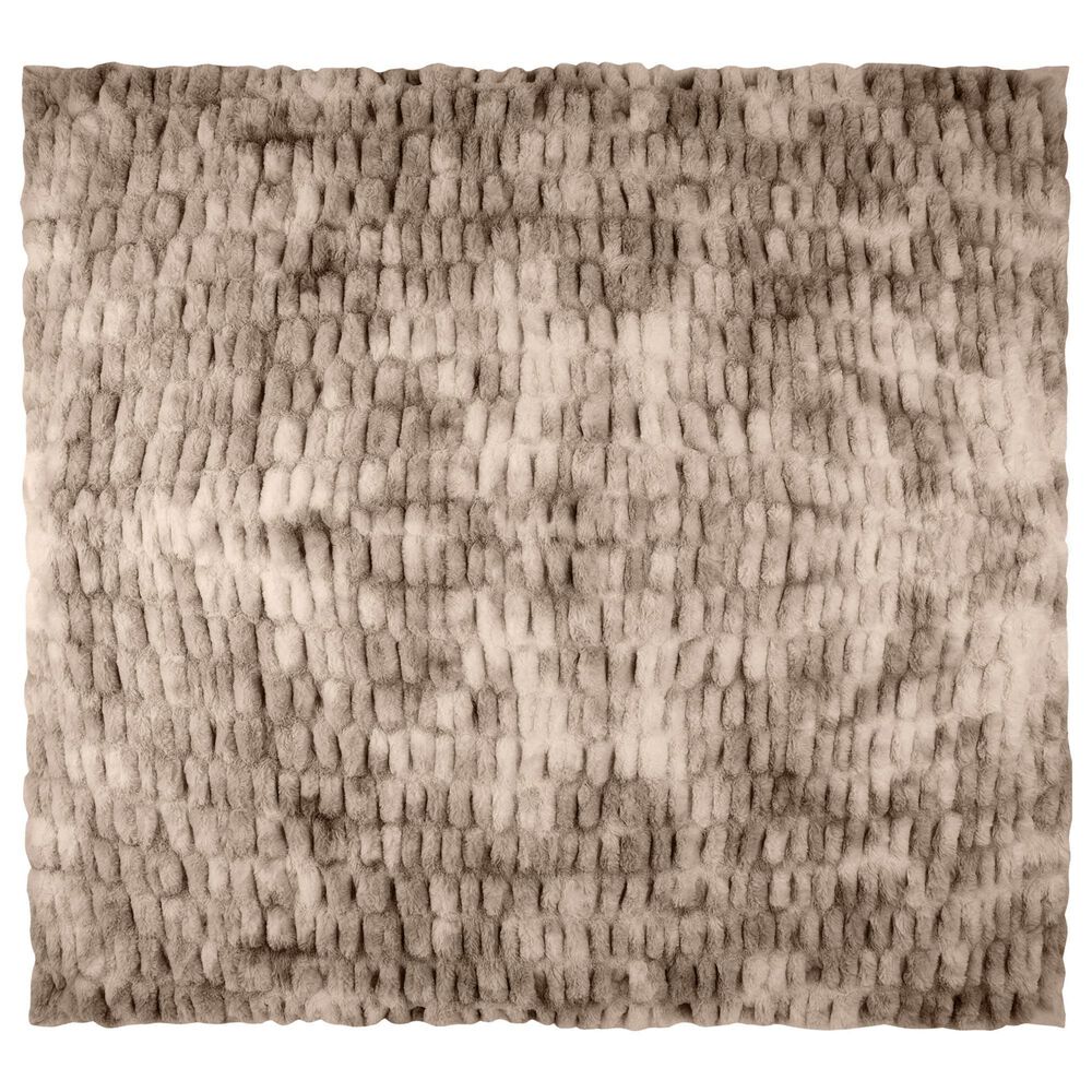 Timberlake 60" x 80" Ruched Faux Fur Throw Blanket in Taupe, , large