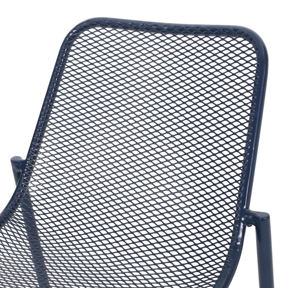 Hearth and Haven Kincaid Outdoor Stackable Mesh Chair in Navy (Set of 2), , large