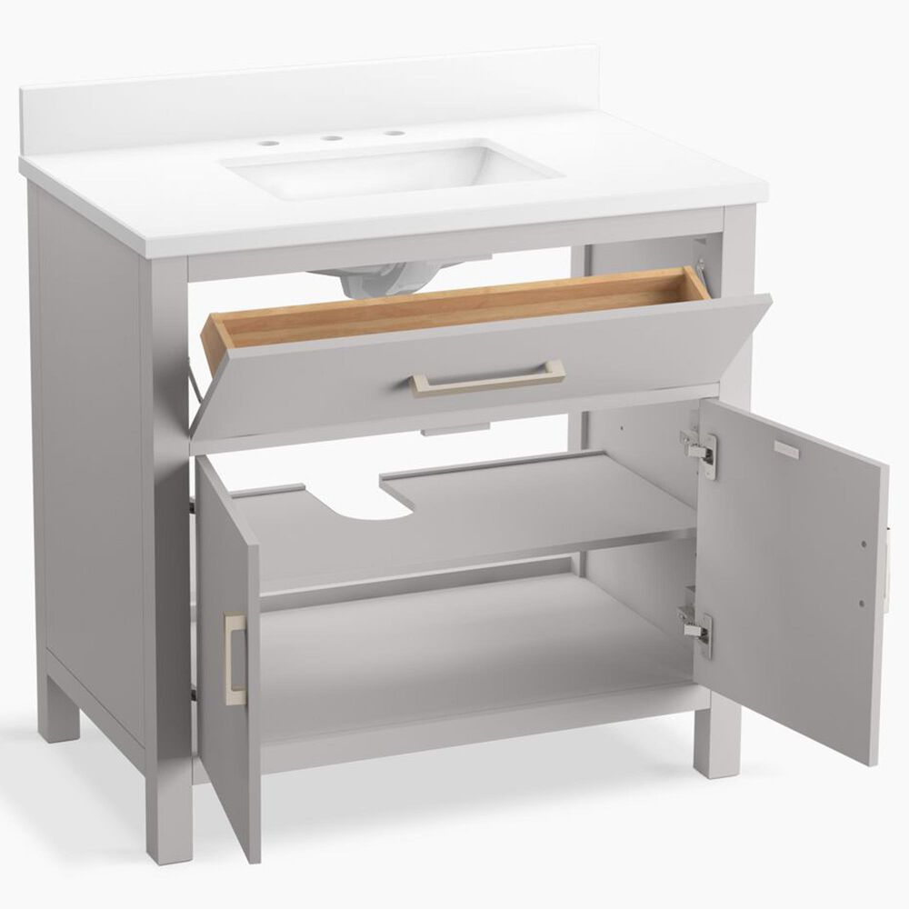 Kohler Kresla 36" Single Bathroom Vanity in Atmos Grey with 3 cm White Quartz Top and Rectangular Sink, , large