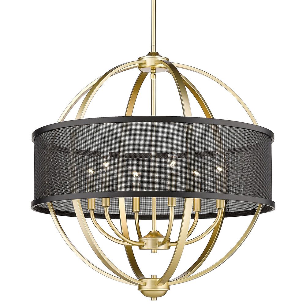 Golden Lighting Colson 6-Light Chandelier with Black Shade in Olympic Gold, , large