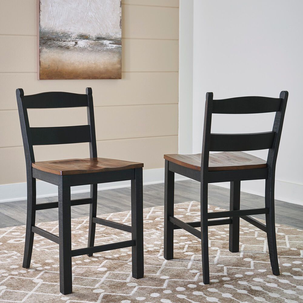 Ashley Valebeck Bar Stool in Distressed Black and Brown, , large