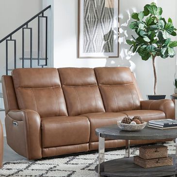 Simeon Collection Haywood Power Sofa with Power Headrests in Butternut, , large