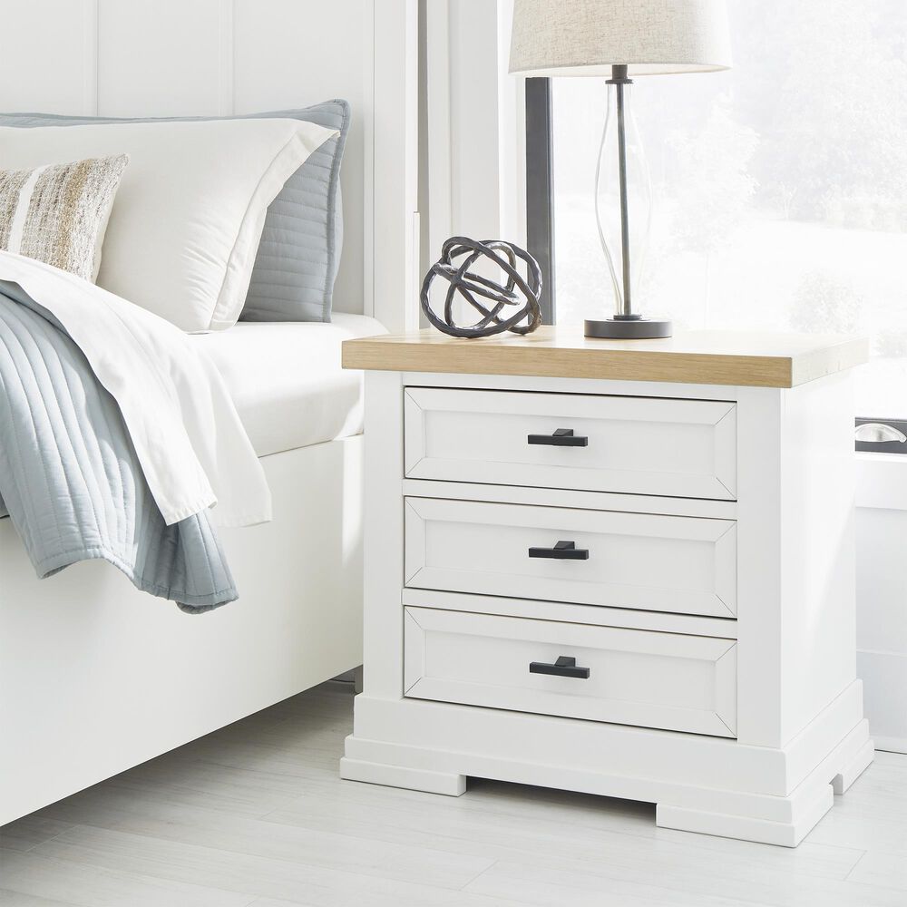 Ashley Queen Storage Bed and Two Nightstands in White and Natural, , large
