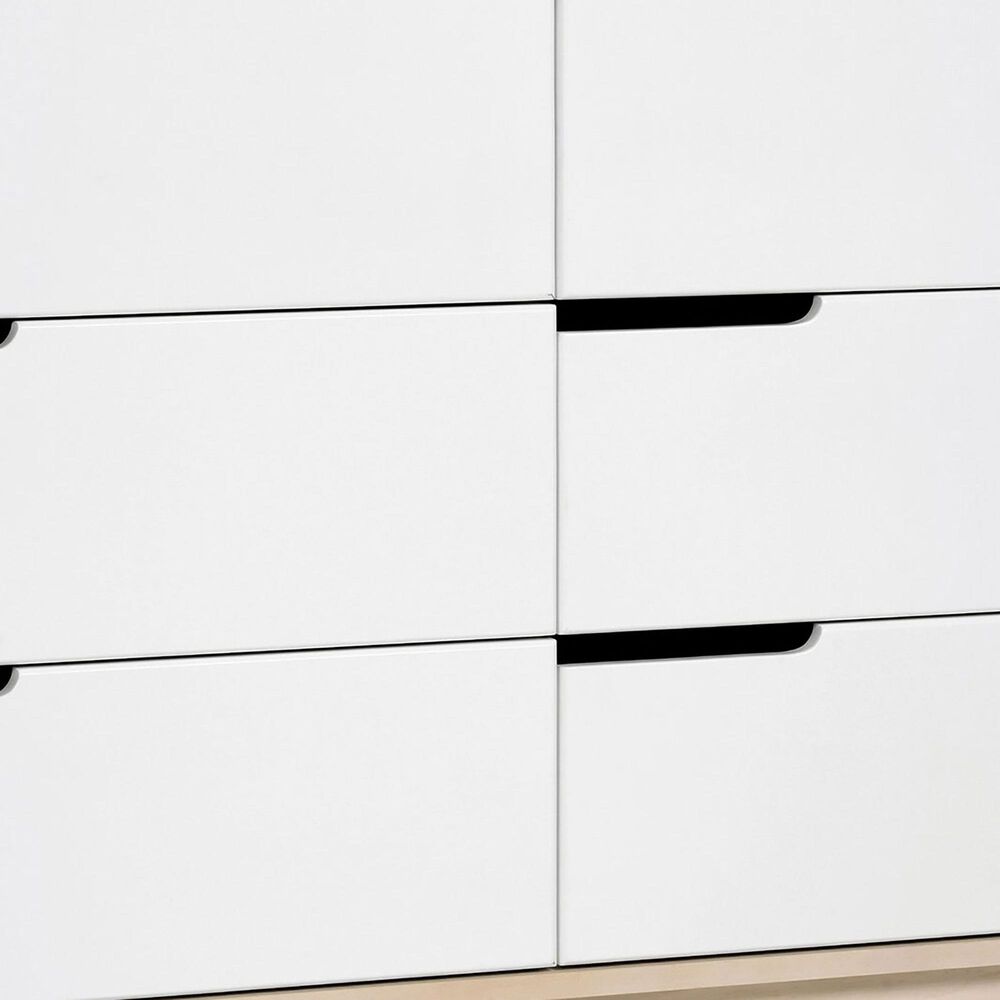 Babyletto Hudson 6 Drawer Double Dresser in Washed Natural and White, , large