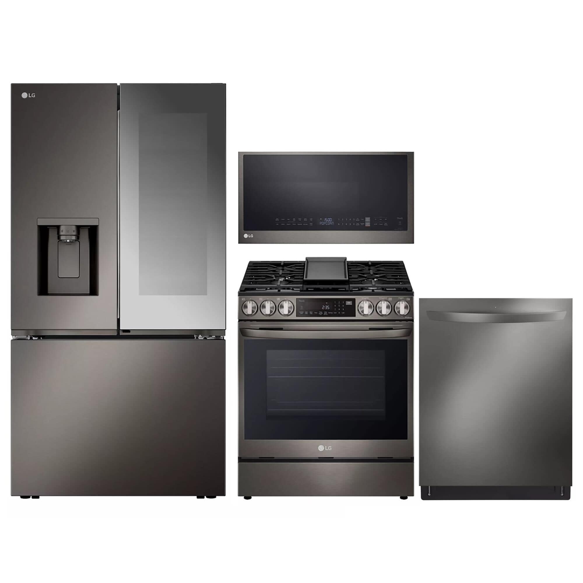 Lg black stainless steel appliance package top