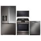 LG 4-Piece Kitchen Package with 26 Cu. Ft. French Door Refrigerator, Gas Range and Bar Handle Dishwasher in Black Stainless Steel, , large
