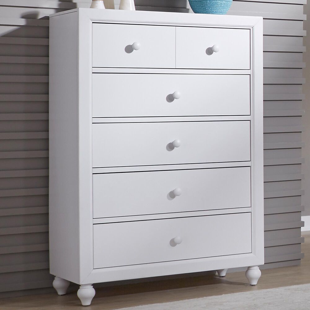 Belle Furnishings Cottage View 5 Drawer Chest in White, , large