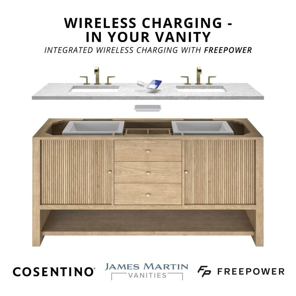 James Martin Vanities Brookfield 60" Single Bathroom Vanity in Black Onyx with 3 cm Ethereal Noctis Quartz Top, Rectangle Sink and FreePower Wireless Charger, , large