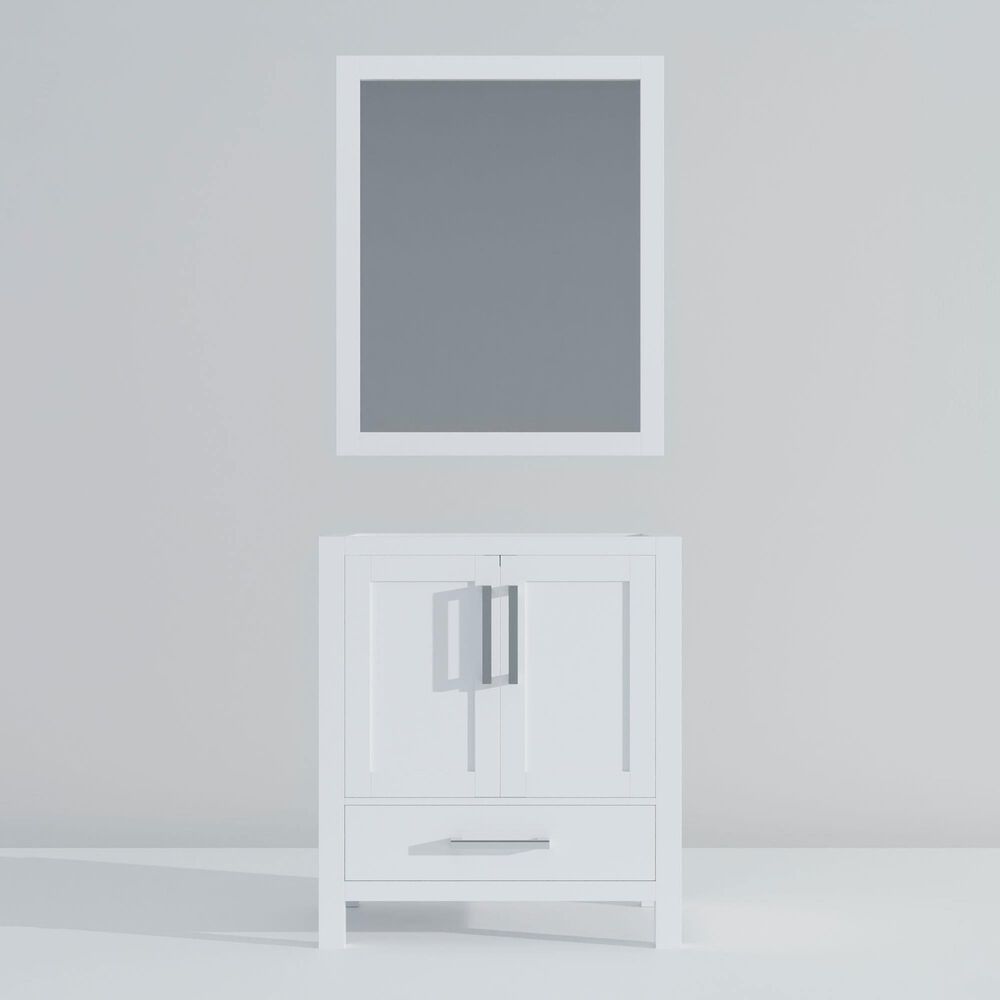 Lexora Home Jacques 30&quot; Single Bathroom Vanity Cabinet Only in White and 28&quot; Mirror, , large