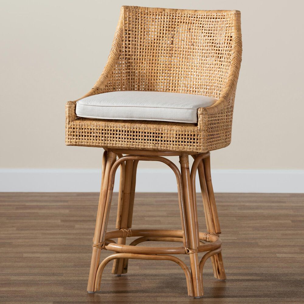 Baxton Studio Bella Swivel Counter Stool in Natural Brown, , large