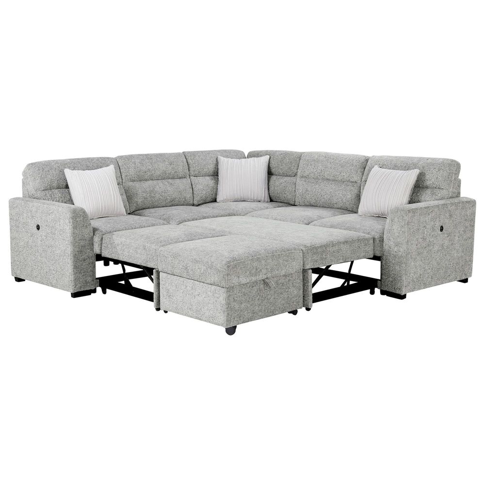 Global Furniture USA Walker 6-Piece Convertible Sectional in Nickel, , large
