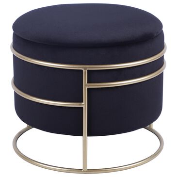 Rta Products Llc Elegant Storage Ottoman with Gold Frame in Black, , large