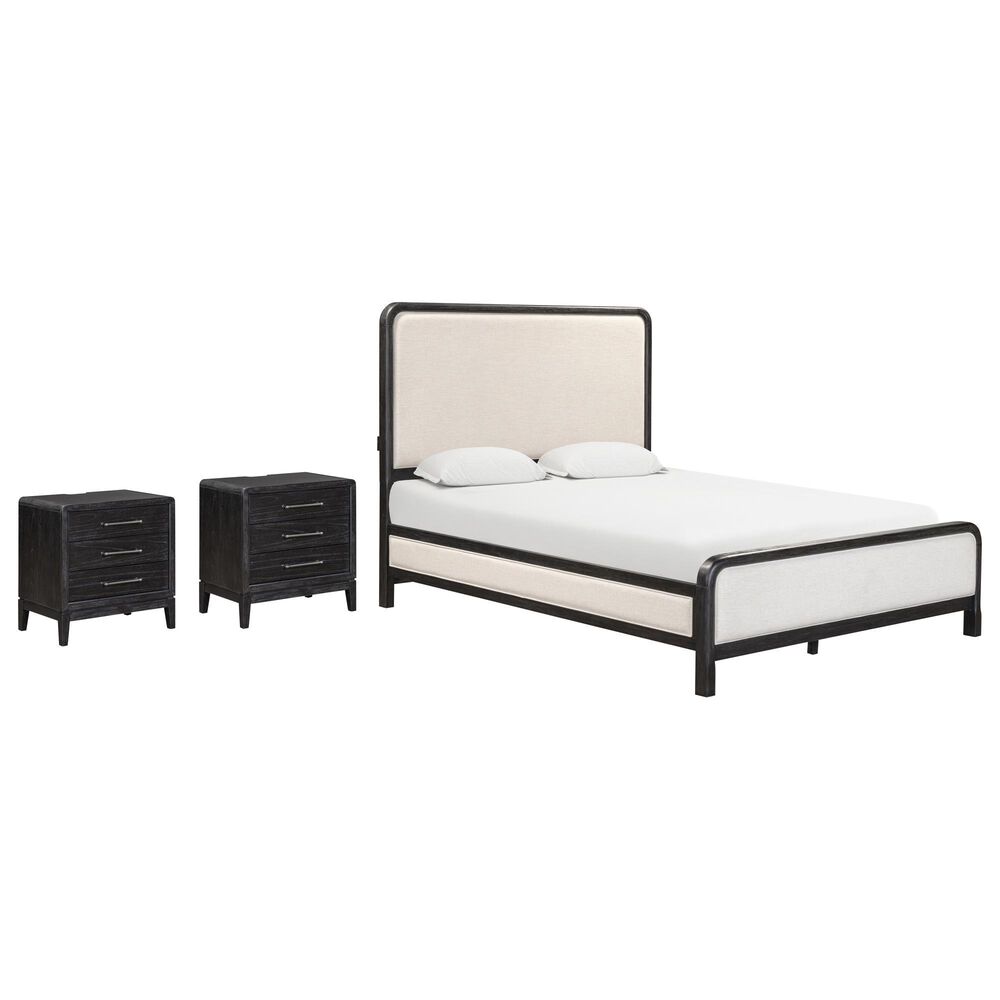 Riva Ridge Ambrose Queen Panel Bed with Two Nightstands in Obsidian Mist, , large
