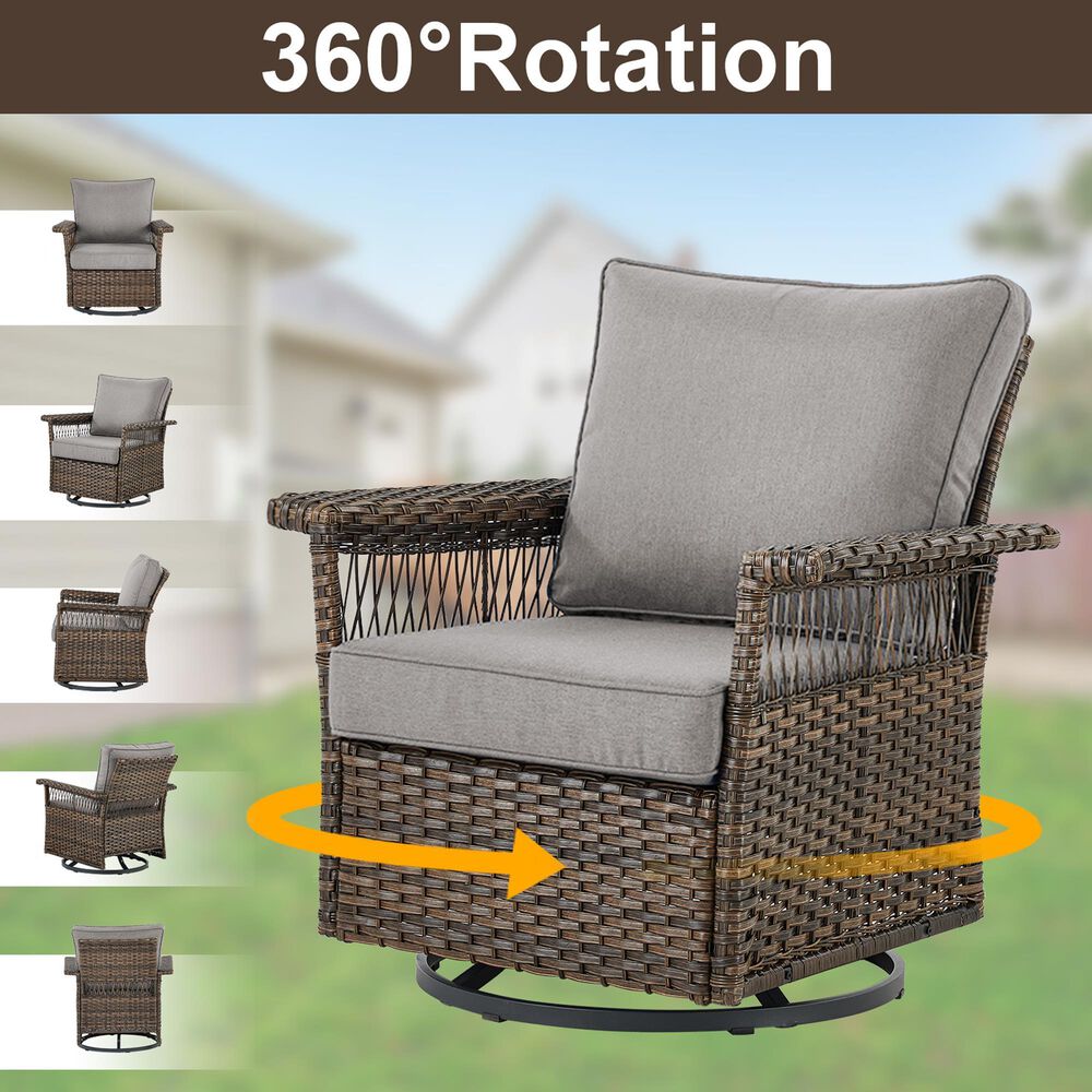 Sunwell Garden 5-Piece Patio Conversation Set with Swivel Chairs in Gray, , large